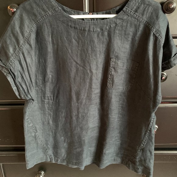 Jones New York Linen short sleeve black shirt, L - Picture 1 of 6